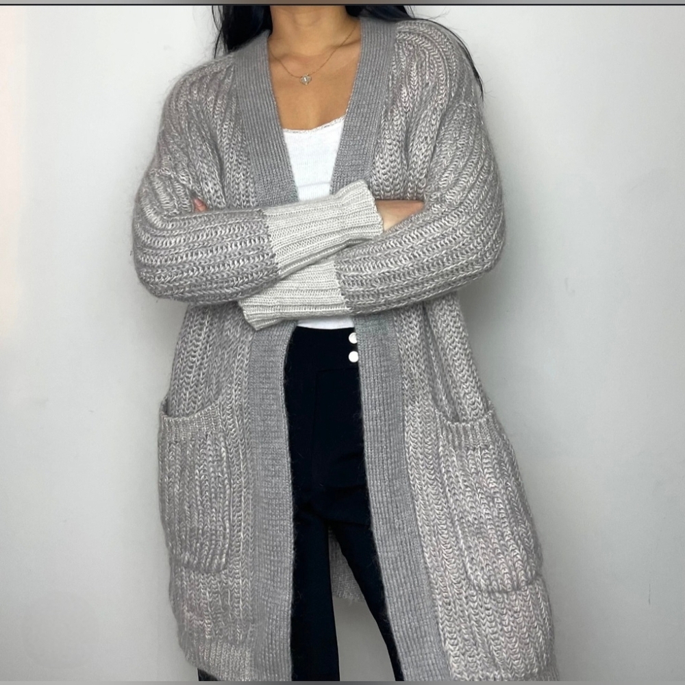 ALL SAINTS Mohair Wool Long Line Open Front Sweater Oversized Small